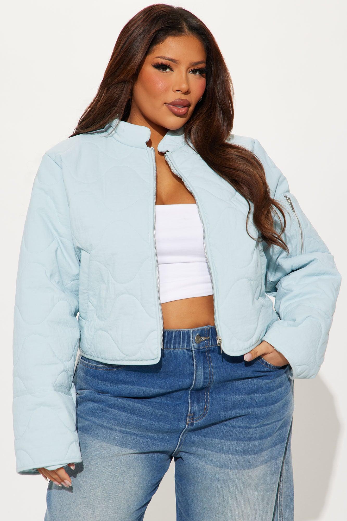 Chloe Quilted Lightweight Puffer Jacket - Light Blue Female Product Image