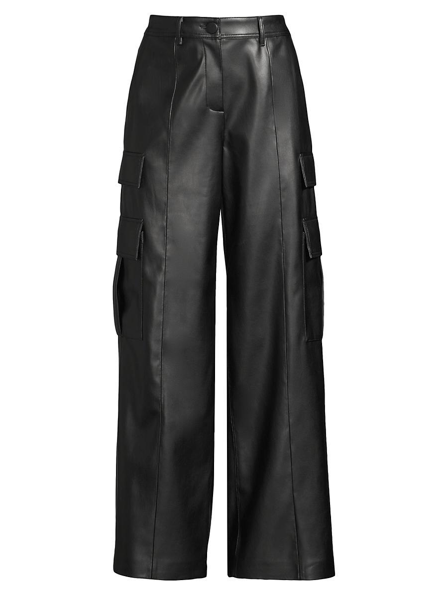 Womens Tobias Faux Leather Cargo Pants Product Image