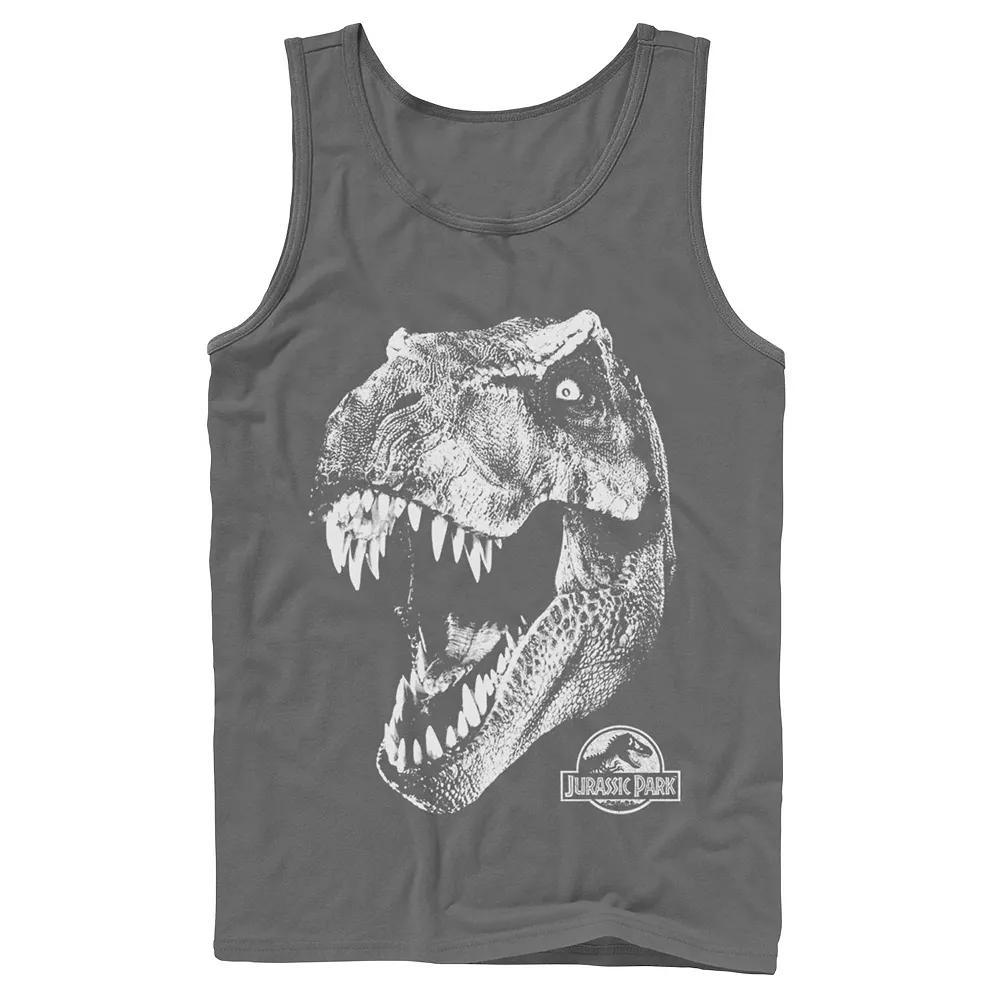 Men's Jurassic Park T-Rex White Head Roaring Tank Top,  Product Image