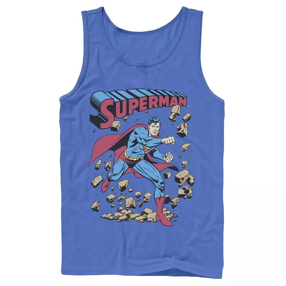 Men's DC Comics Superman Smash Rocks Vintage Poster Tank Top,  Product Image