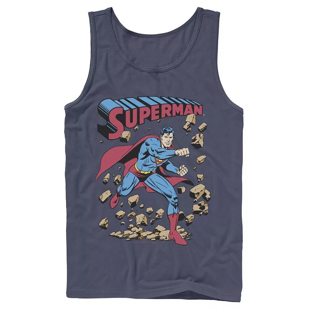 Men's DC Comics Superman Smash Rocks Vintage Poster Tank Top,  Product Image