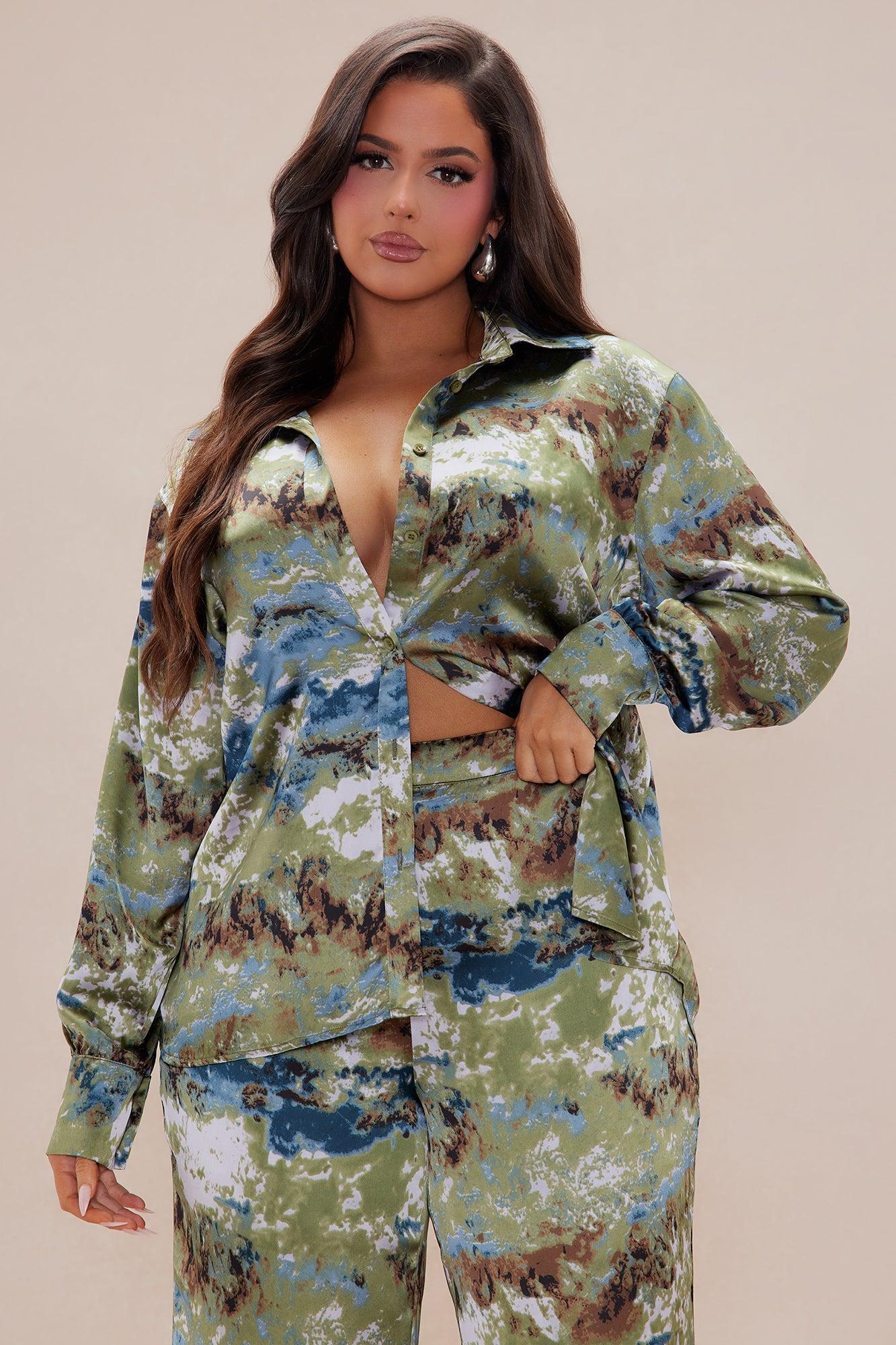 Zariah Satin Pant Set - Blue/combo Product Image