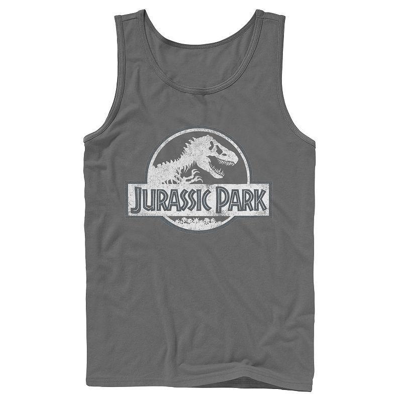 Mens Jurassic Park White Distressed Circle Logo Tank Top Blue Product Image