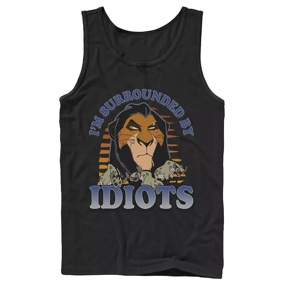 Disney's The Lion King Scar Men's Surrounded By Idiots Sunset Poster Tank Top, Size: XXL, Black Product Image