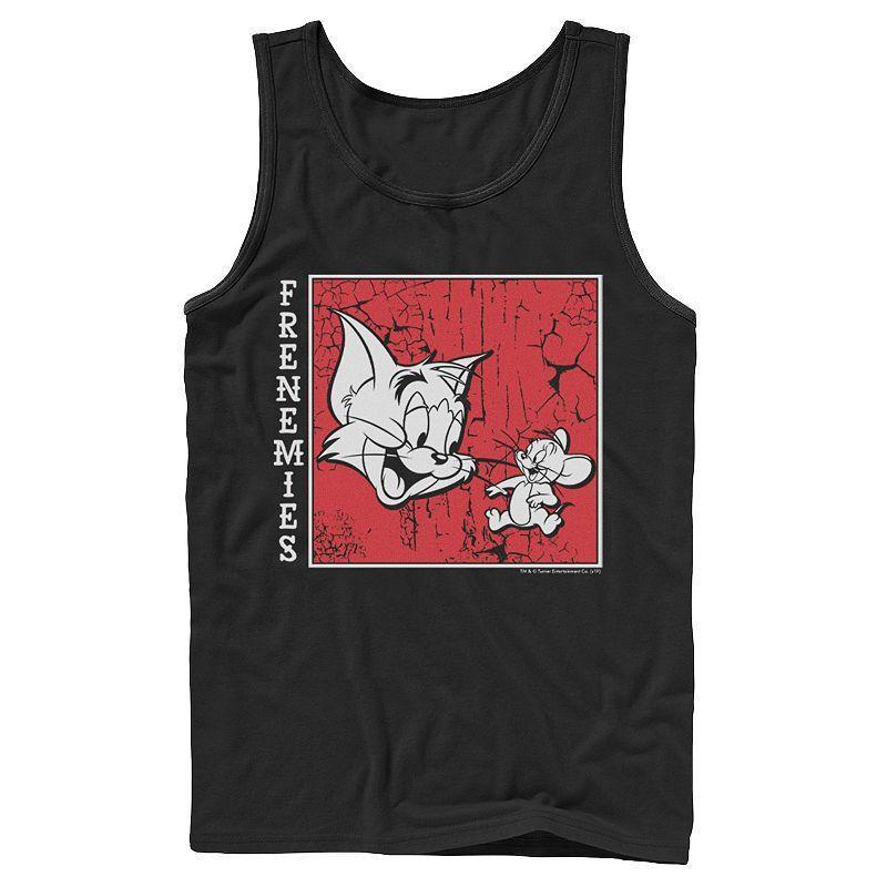 Men's Tom And Jerry Frenemies Street Style Portrait Tank Top, Size: XL, Black Product Image