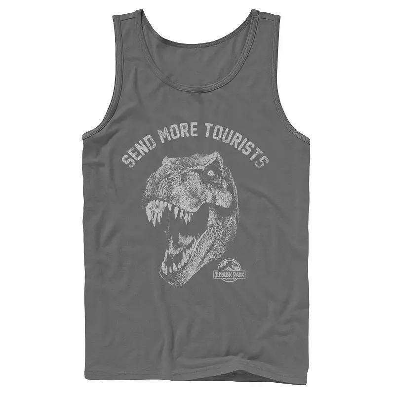 Mens Jurassic Park Tyrannosaurous Says Send More Tourists Tank Top Grey Product Image