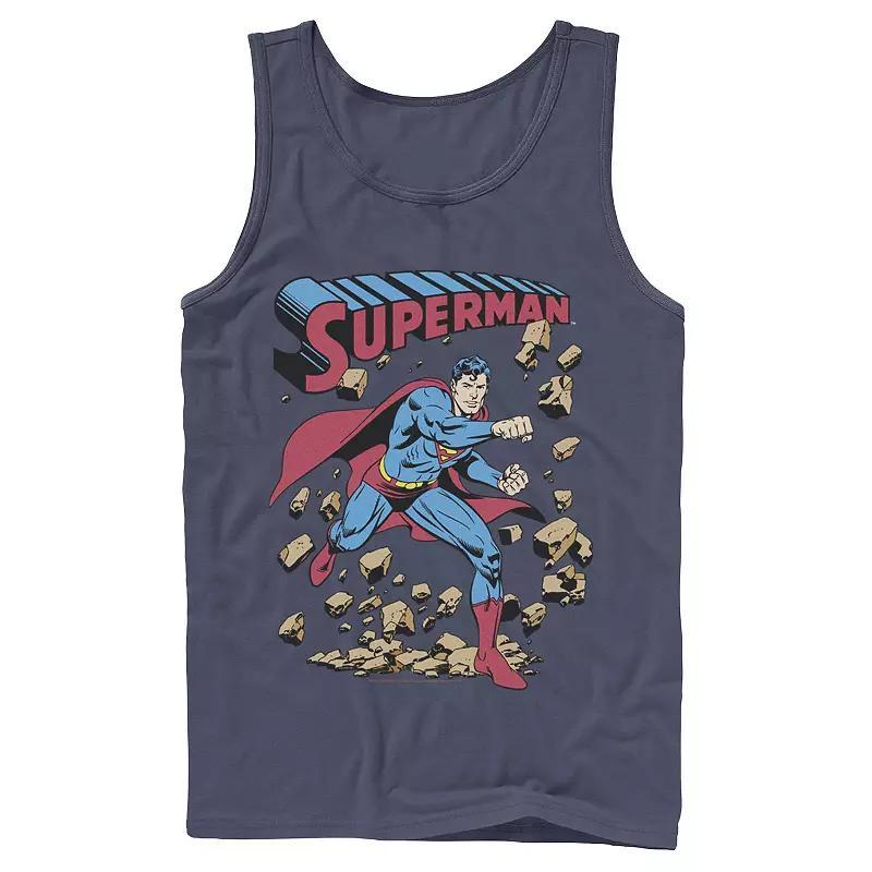 Men's DC Comics Superman Smash Rocks Vintage Poster Tank Top,  Product Image