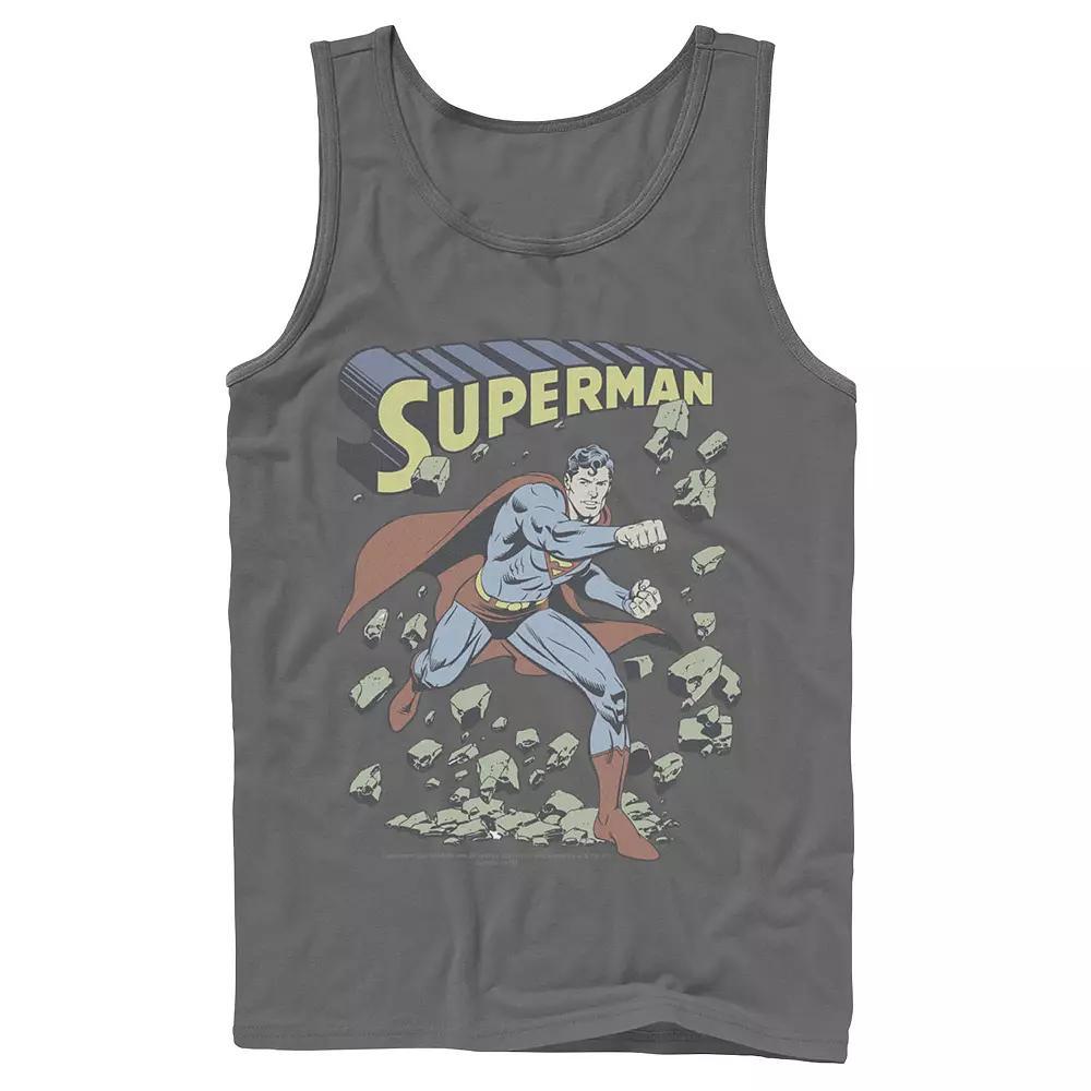 Men's DC Comics Superman Smash Rocks Vintage Poster Tank Top,  Product Image