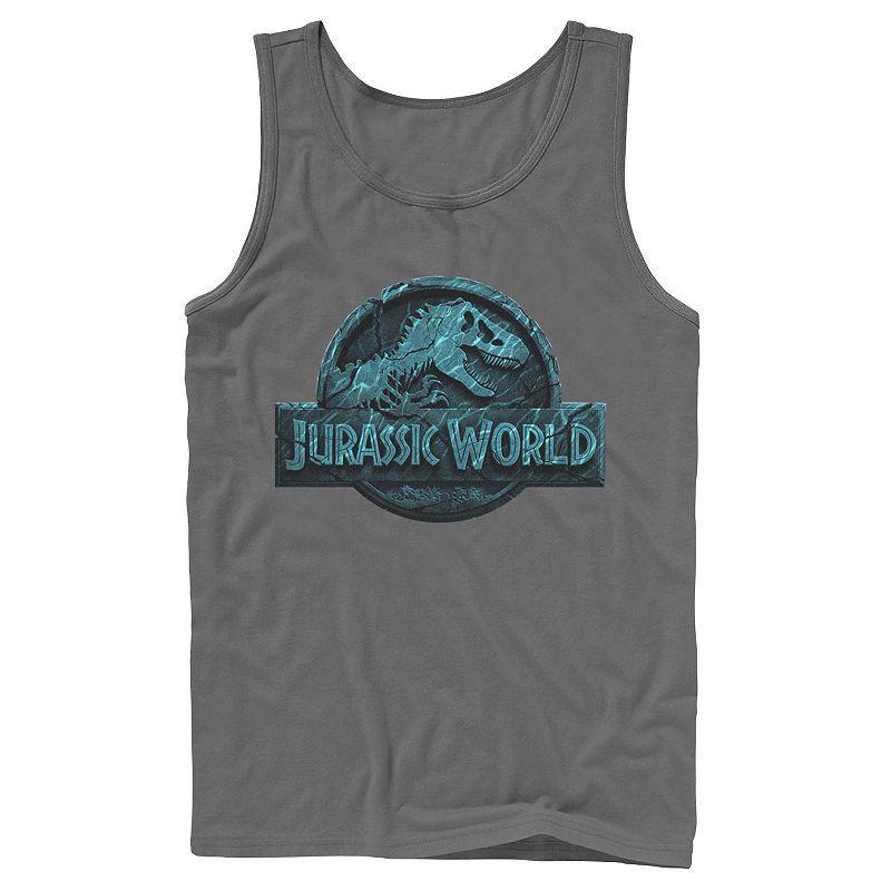 Men's Jurassic World Two Logo Lost In The Deep Tank Top, Size: Small, Grey Product Image