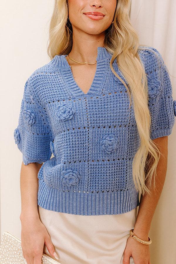 Smiles and Sunshine Knit Top in Sky Blue Product Image