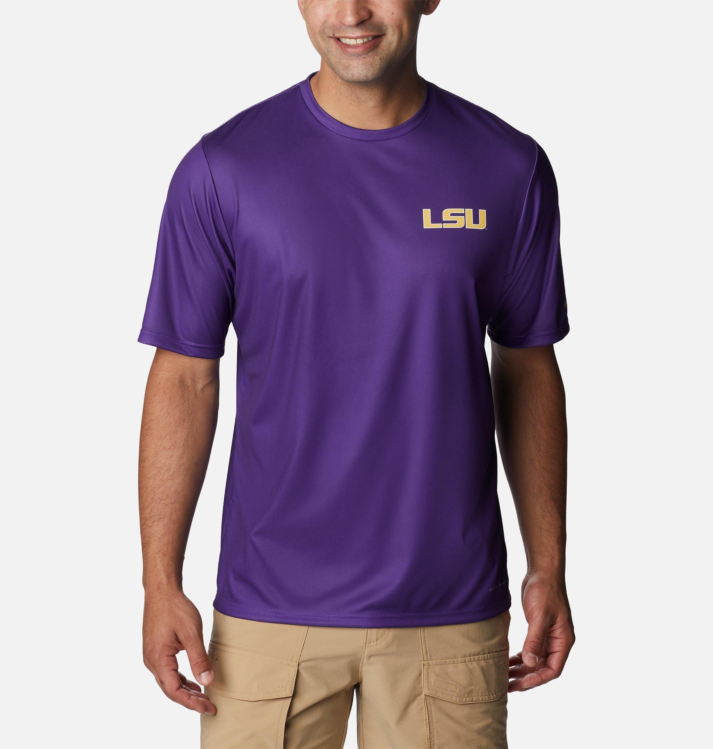 Columbia Mens Collegiate PFG Terminal Tackle Short Sleeve Shirt - LSU- Product Image