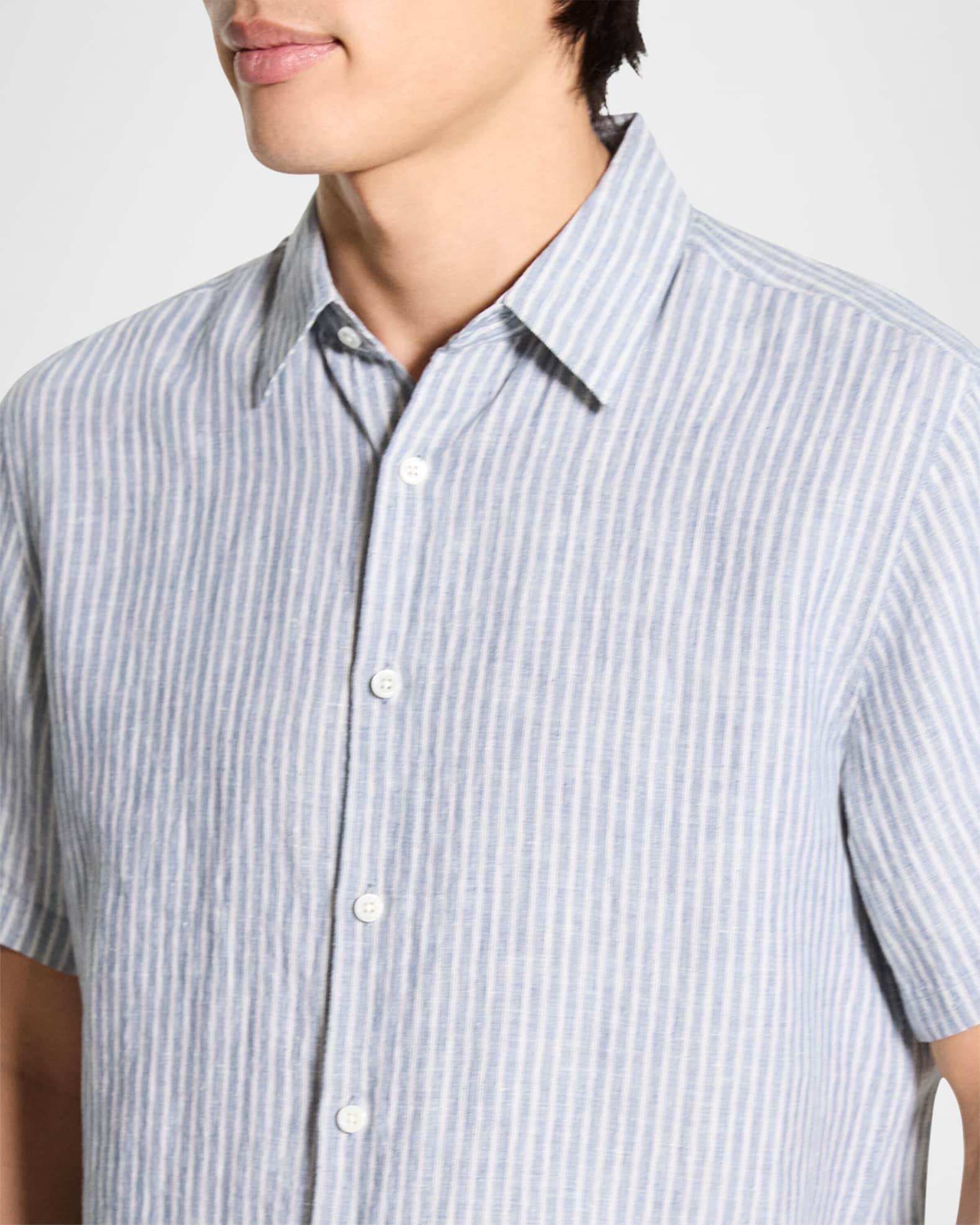 Men's Irving Linen Summer Stripe Short-Sleeve Shirt Product Image