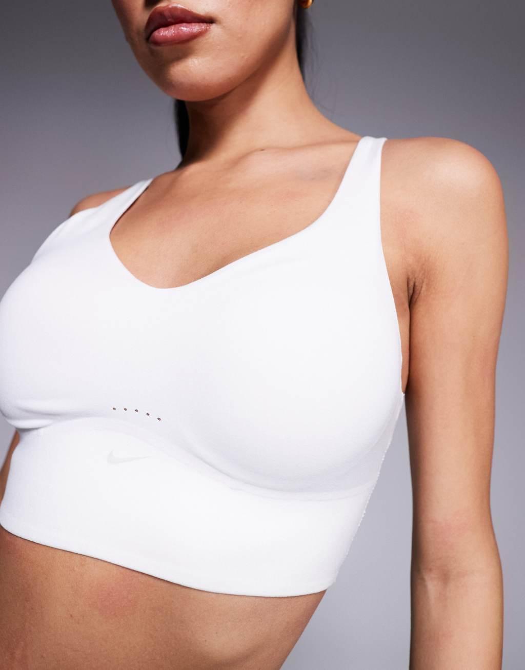 Nike Training Alate longline medium support sports bra in white Product Image