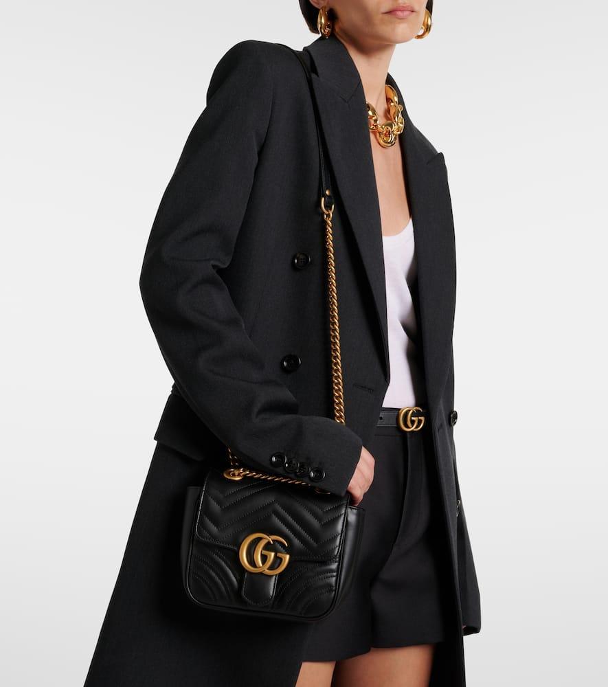 GUCCI Gg Marmont Mini Leather Shoulder Bag In Black Product Image