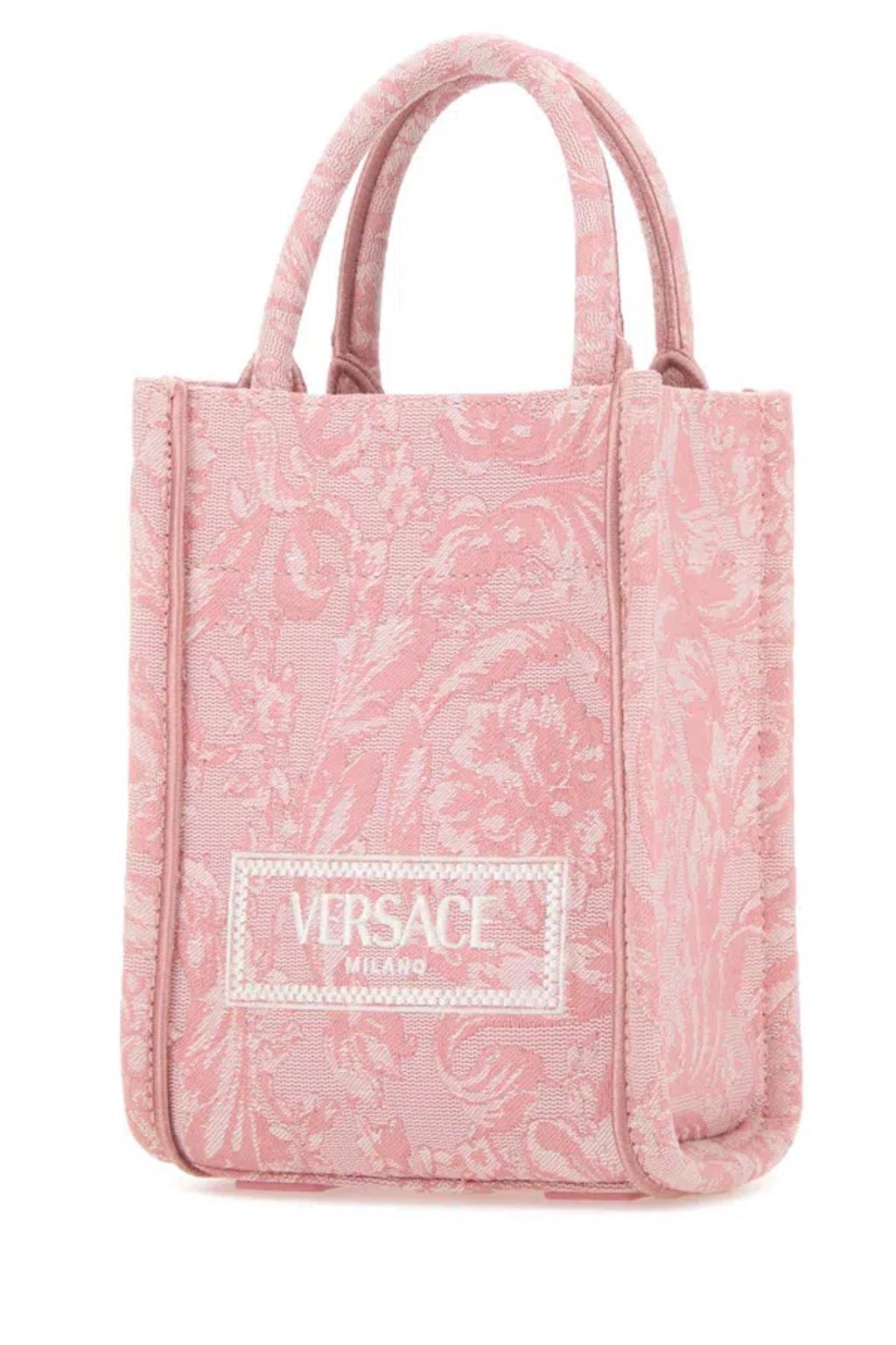 VERSACE Mini Embroidered Handbag In Pink Product Image