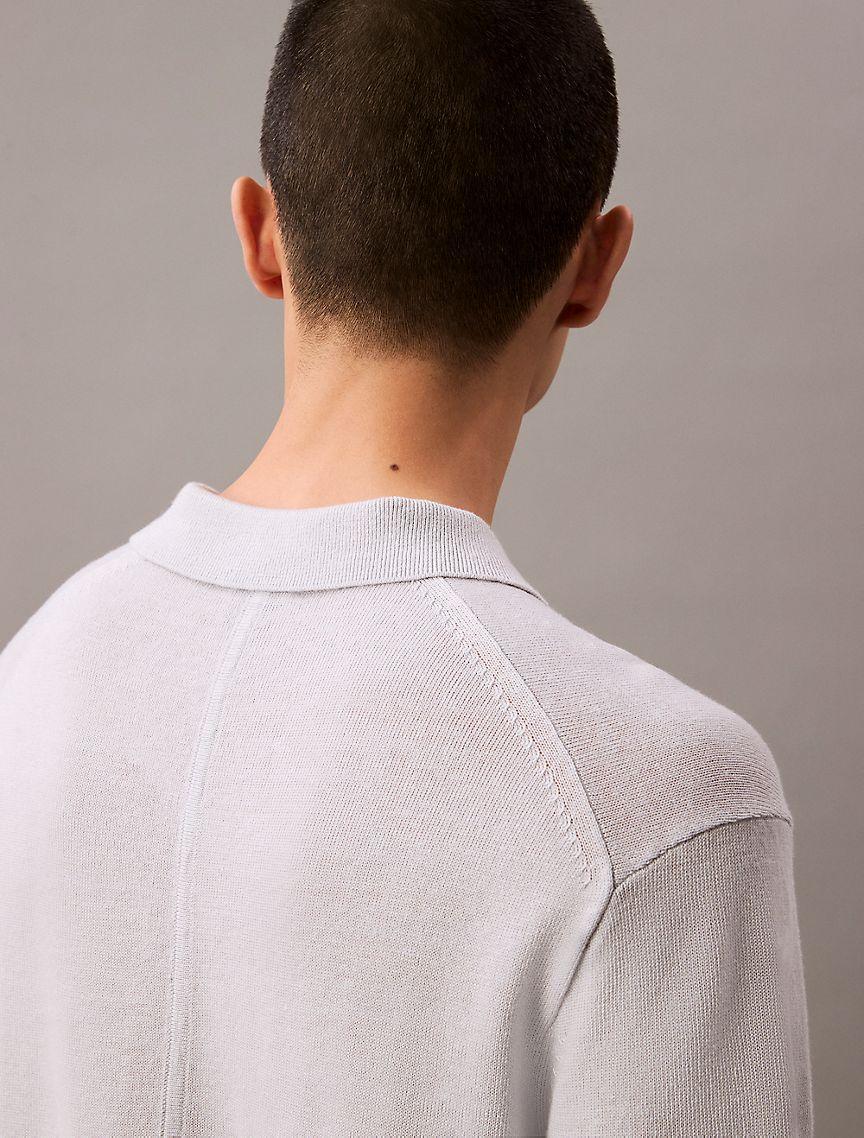 Linen Blend Sweater Polo Shirt Product Image