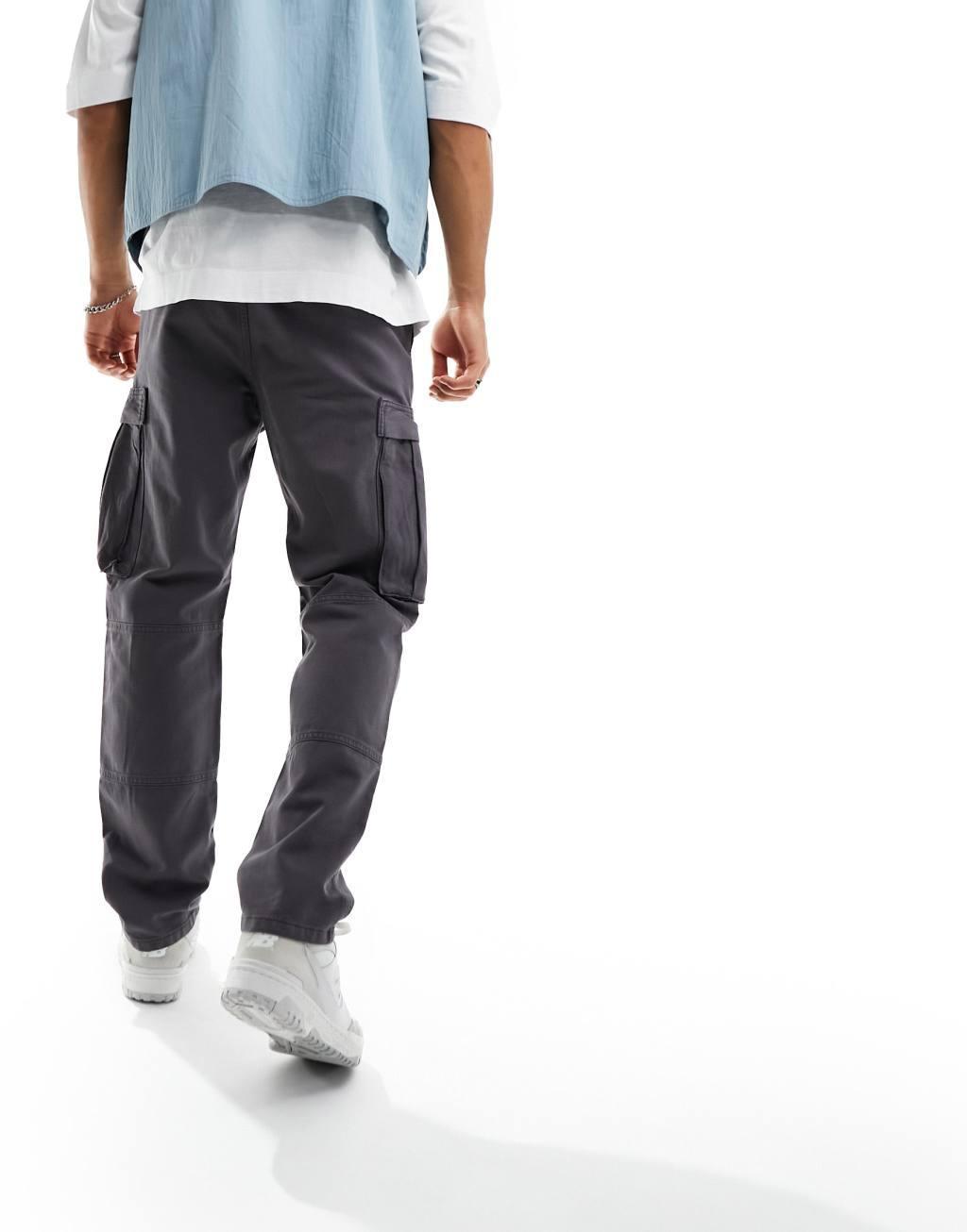 Only & Sons loose fit cargo pants in gray Product Image