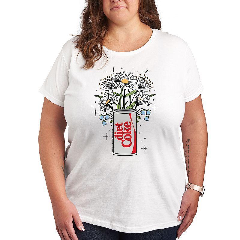 Plus Diet Coke Flowers Graphic Tee, Women's, Size: 2XL, Grey Gray Product Image