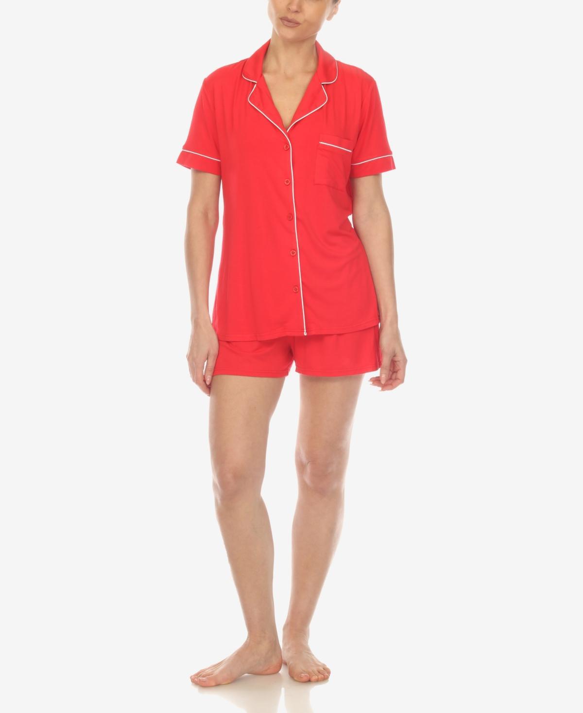 White Mark Womens 2 Pc. Short Sleeve Pajama Set Product Image