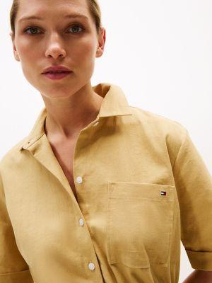 Linen-Cotton Blend Midi Shirtdress Product Image