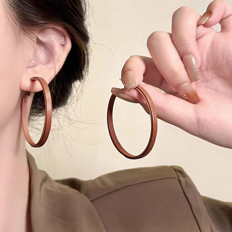 Faux Leather Hoop Earring Product Image