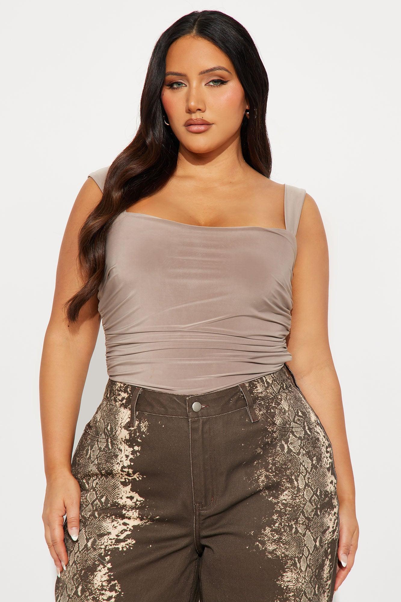 So Close Square Neck Bodysuit - Taupe Female Product Image