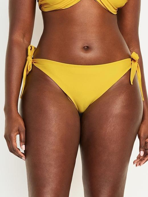 Mid-Rise Side-Tie Bikini Swim Bottoms Product Image