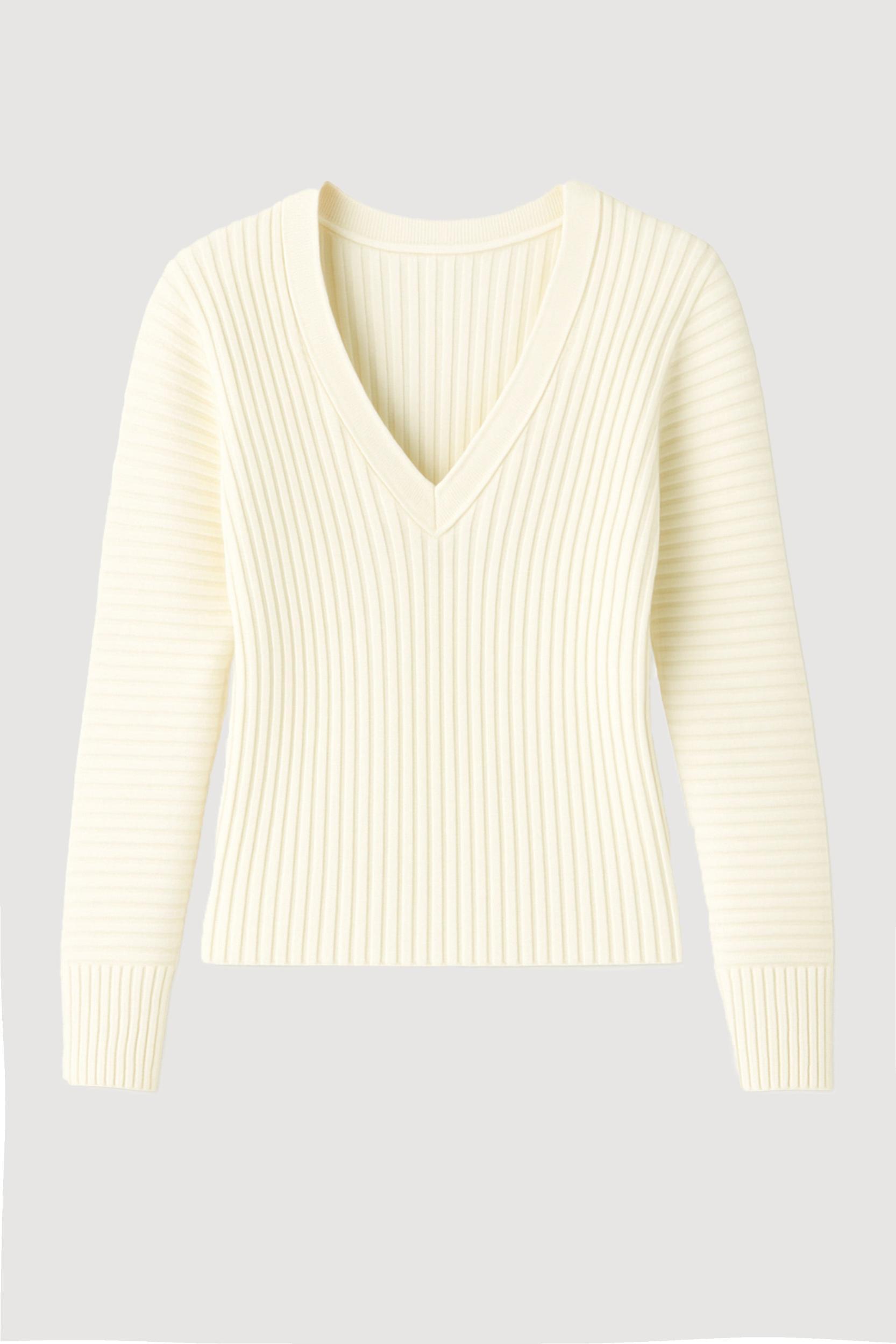Sanne Ottoman-Knit V-Neck Sweater Product Image