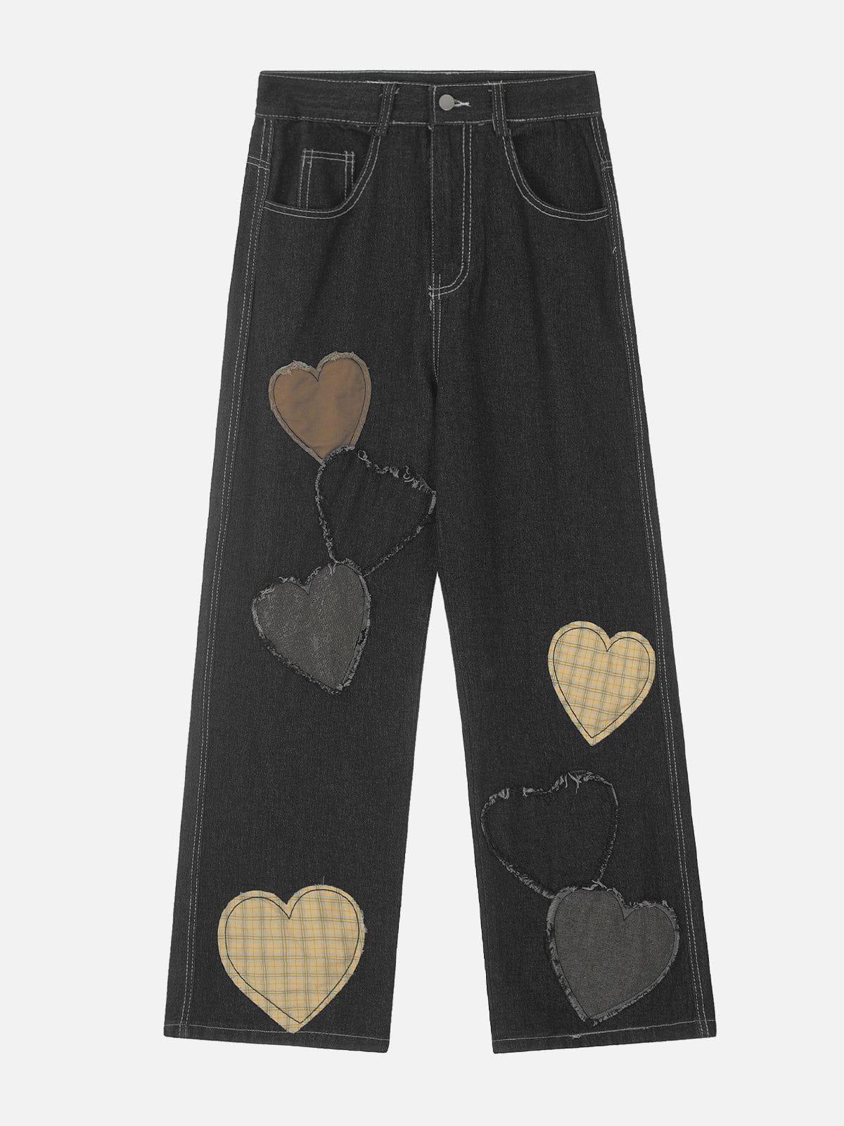 Aelfric Eden Applique Plaid Heart Jeans Product Image