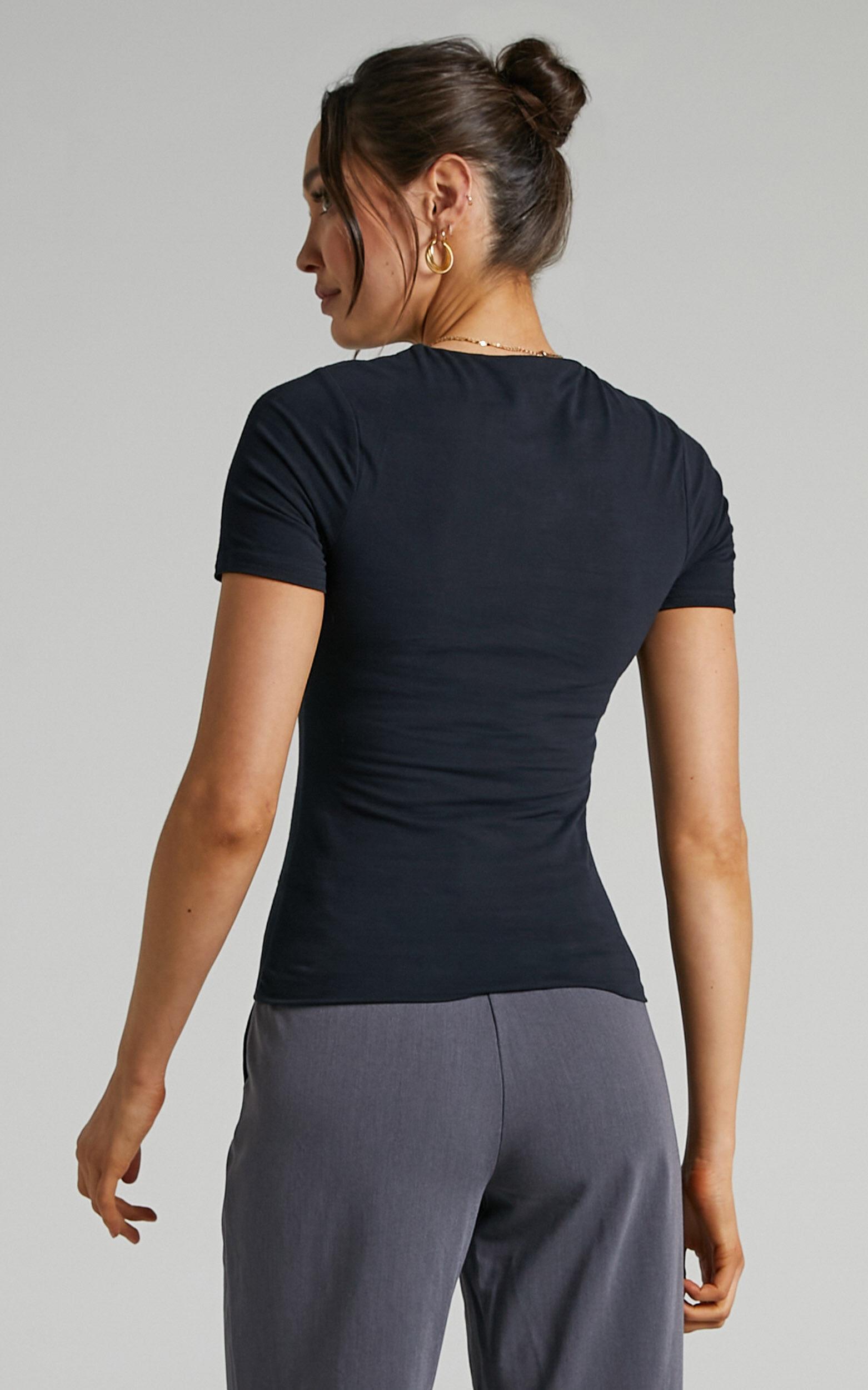 Alexie Tshirt - High Neckline Tshirt in Black Product Image