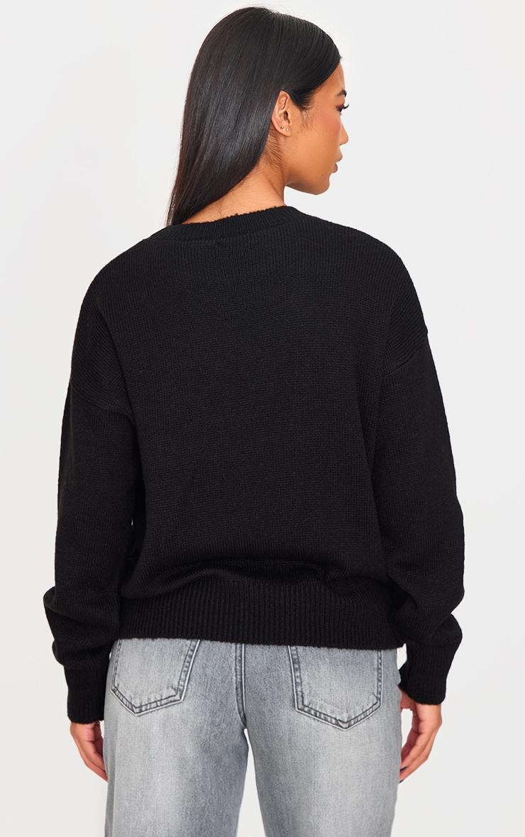 Monochrome Graphic Soft Knit Oversized Sweater Product Image