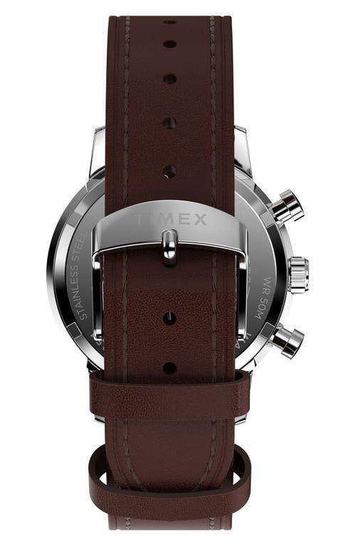 TIMEX ® Marlin Leather Strap Chronograph Watch, 40mm In Brown Product Image