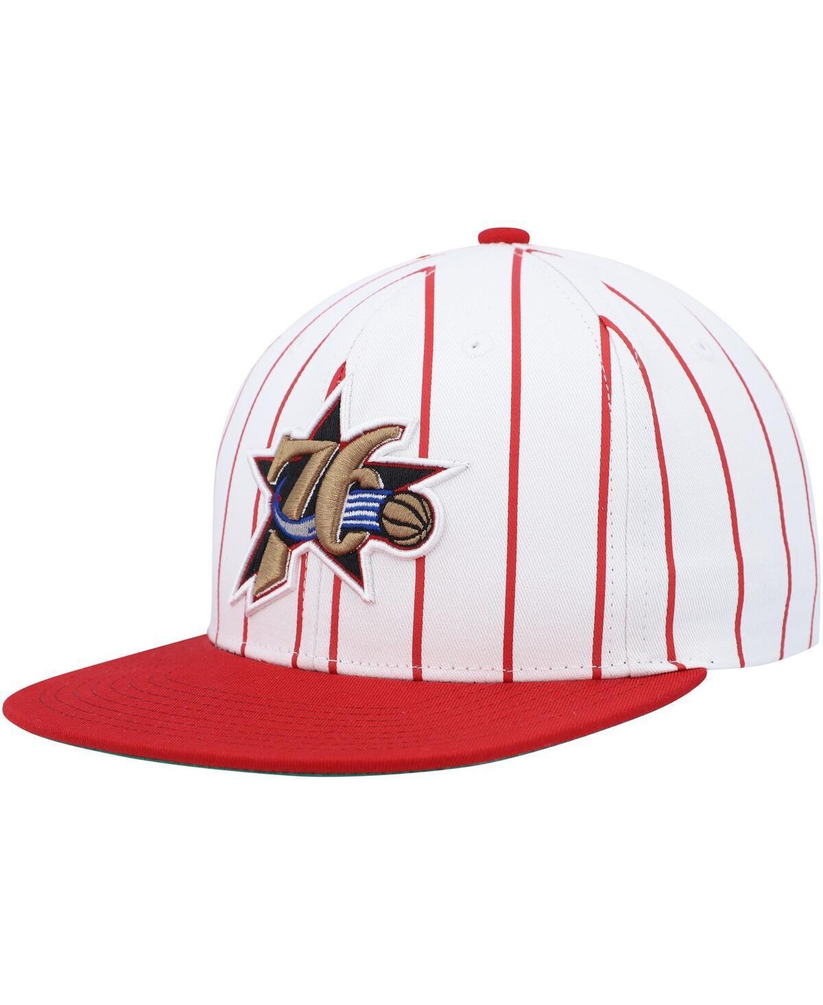 Mens Mitchell & Ness White Philadelphia 76ers Hardwood Classics Pinstripe Snapback Hat Product Image