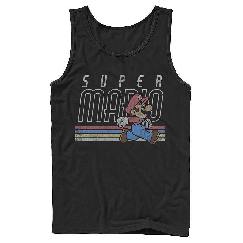 Men's Nintendo Super Mario Retro Rainbow Tank Top, Size: Small, Black Product Image