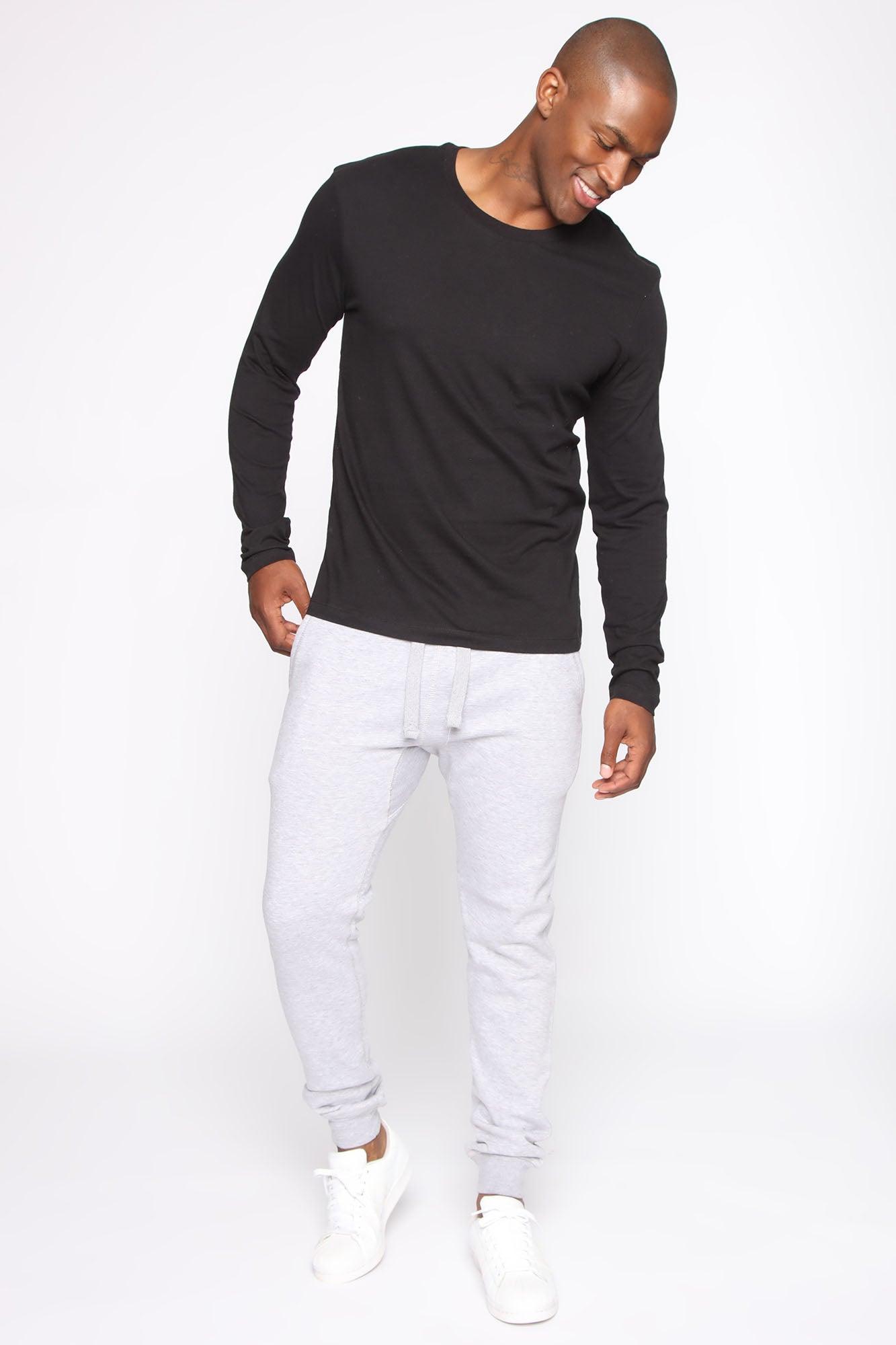Essential Long Sleeve Crew Tee - Black Product Image