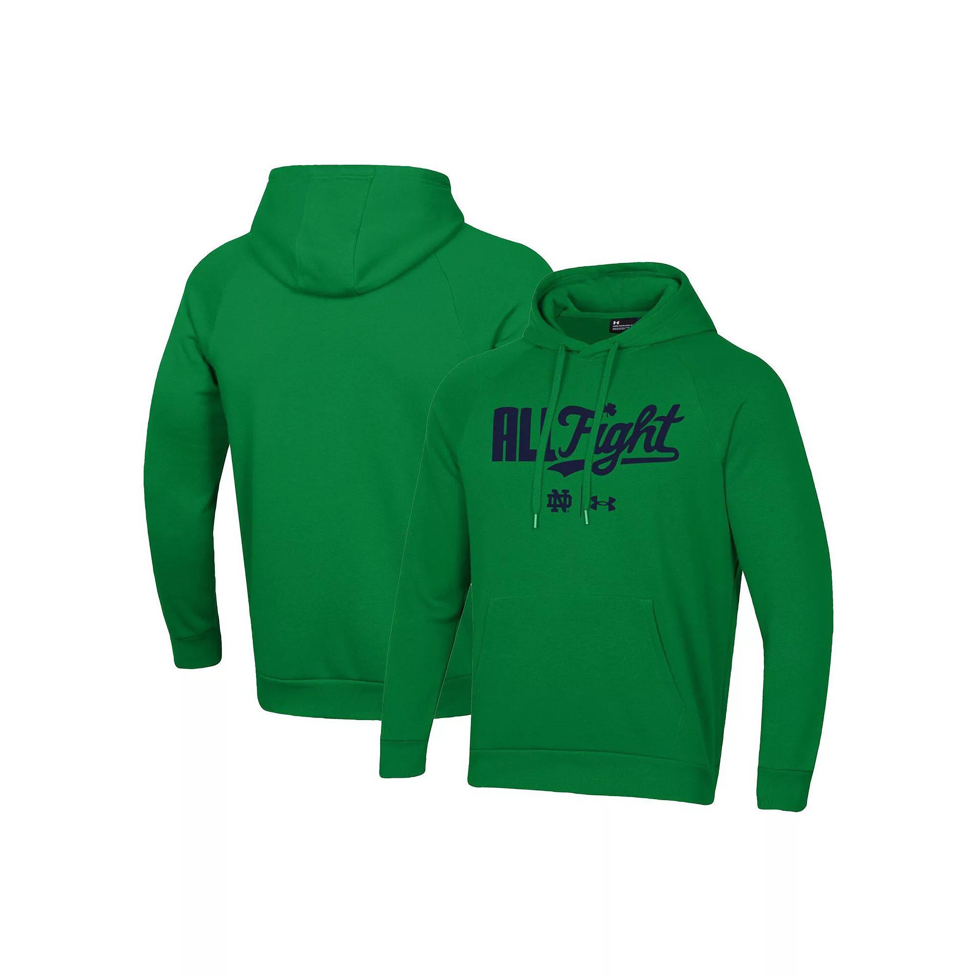 Men's Under Armour Green Notre Dame Fighting Irish All Fight Raglan Pullover Hoodie,  Product Image