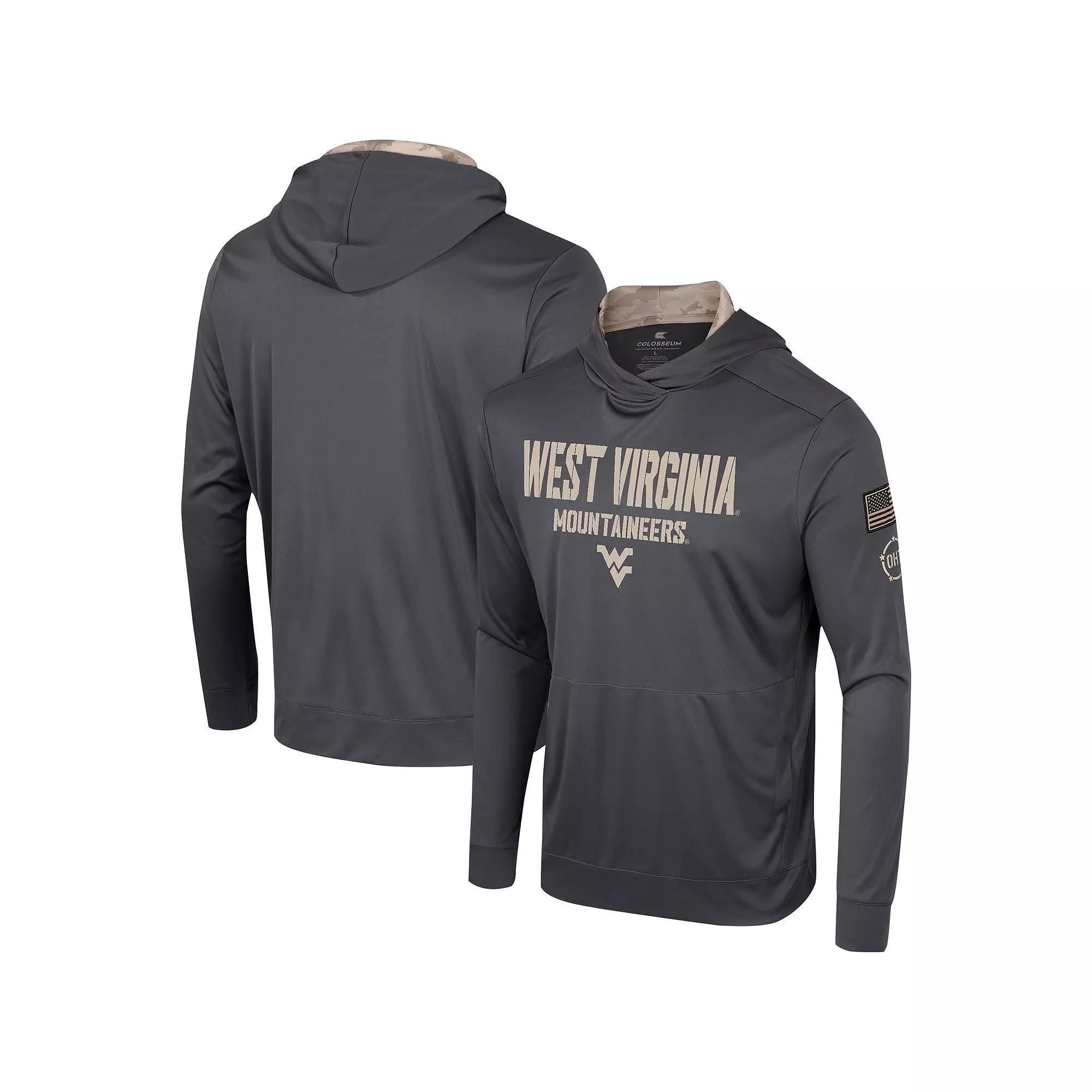Men's Colosseum Charcoal West Virginia Mountaineers OHT Military Appreciation Long Sleeve Hoodie T-Shirt,  Product Image