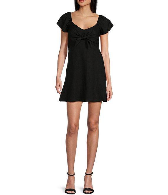 Copper Key Flutter Sleeve Tie Front Dress Product Image