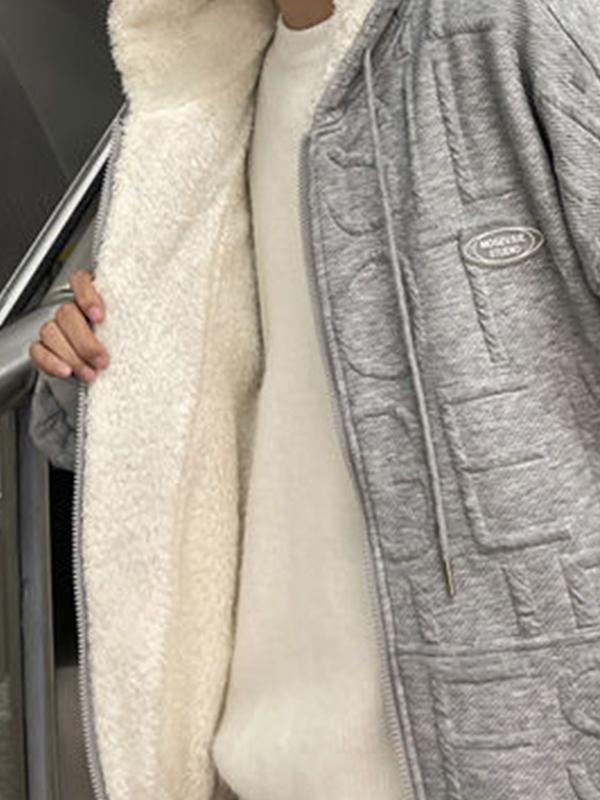 Men's Solid Print Fleece Lined Zip Up Oversized Hoodie Product Image