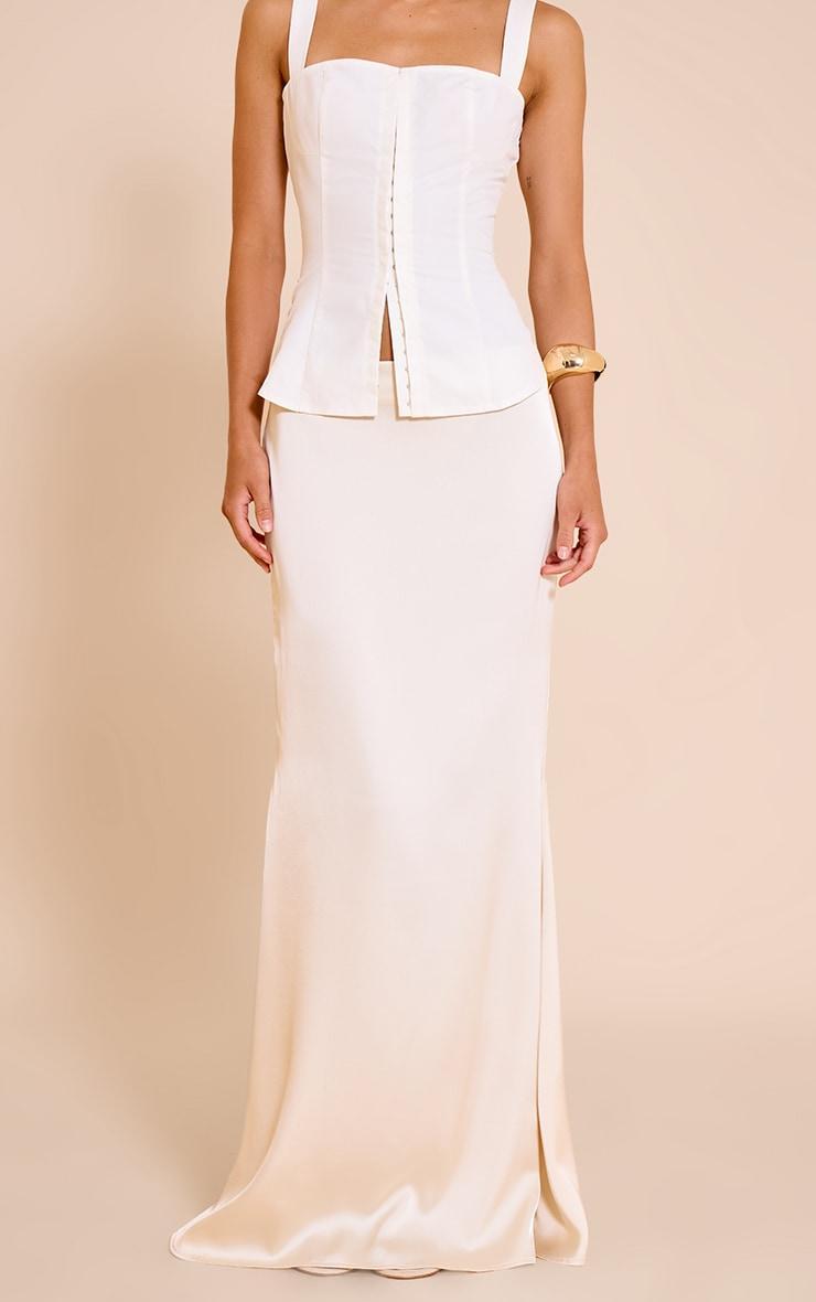  Cream Satin Floaty Maxi Skirt Product Image