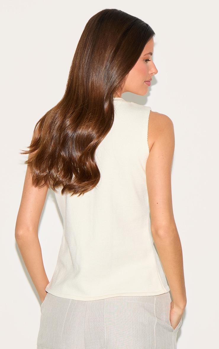 Cream Button Through Sleeveless Top Product Image