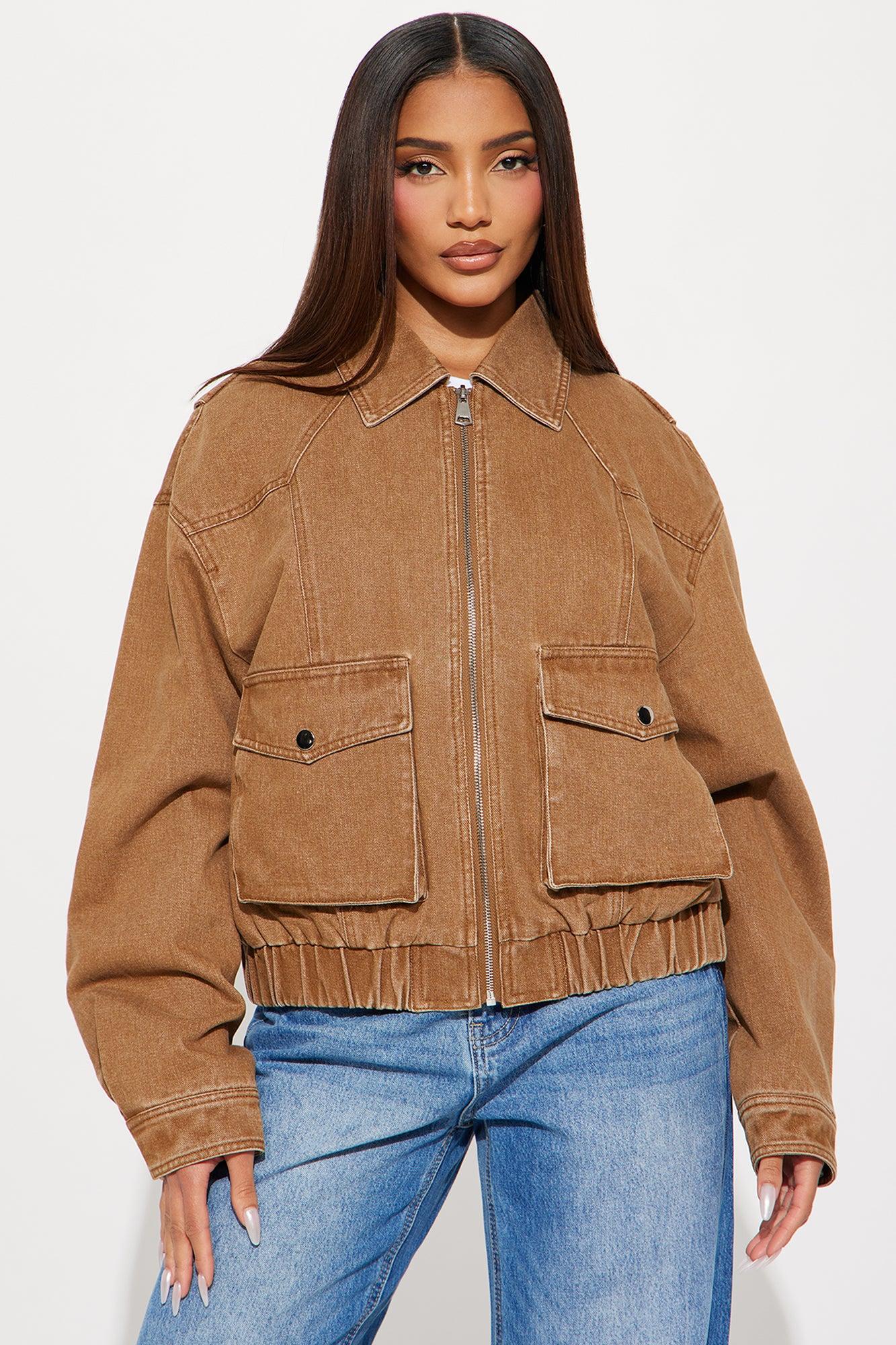 Delilah Washed Bomber Jacket - Rust Product Image