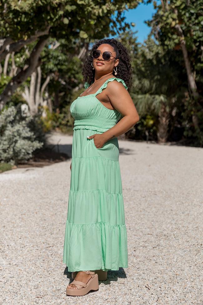 Living A Dream Green Woven Maxi Dress FINAL SALE Product Image