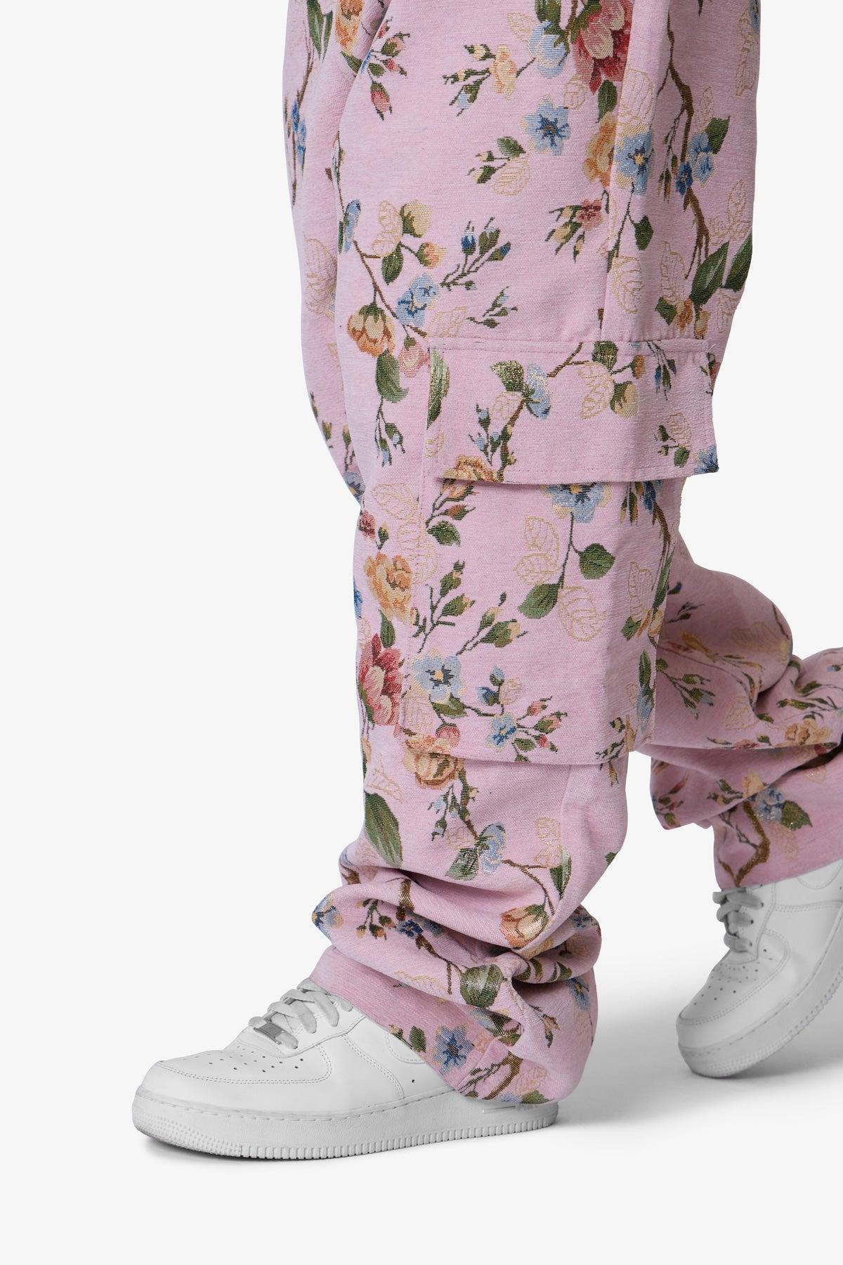 Jacquard Rose Cargo Pants - Pink Product Image