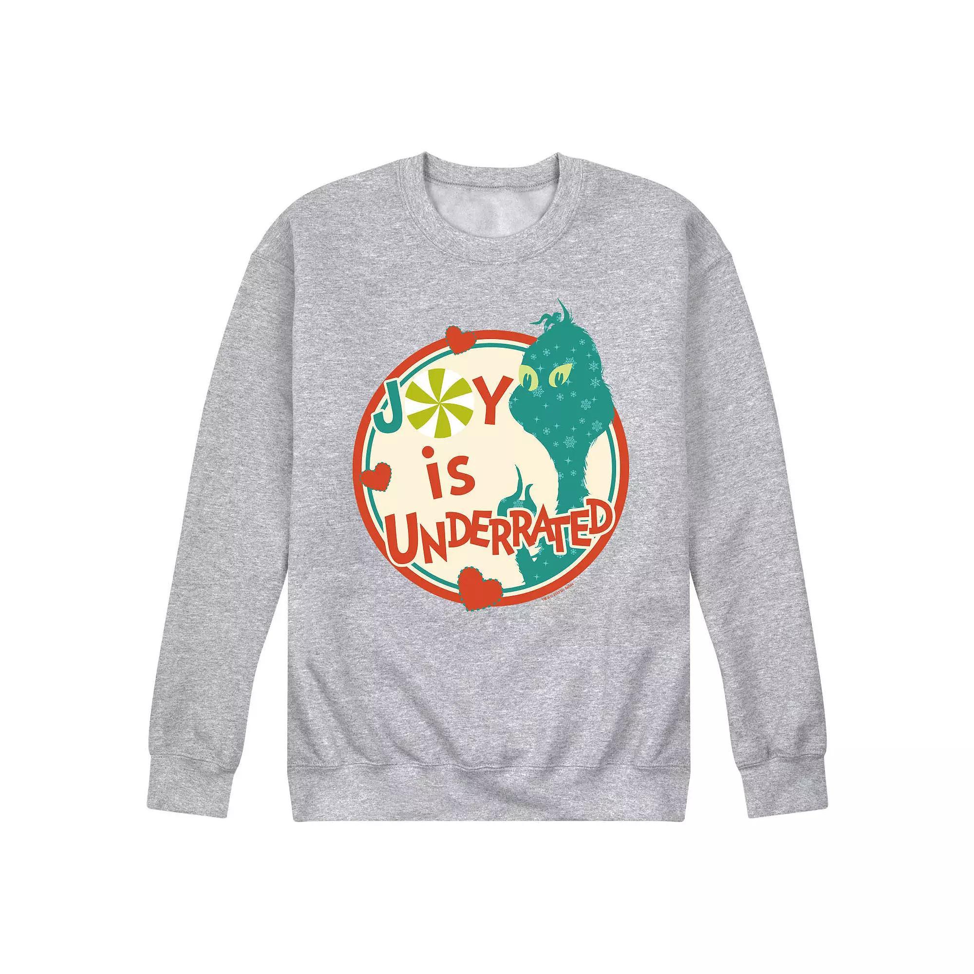 Men's Dr. Seuss The Grinch Joy Is Underrated Fleece Sweatshirt, Size: Large, Grey Gray Product Image