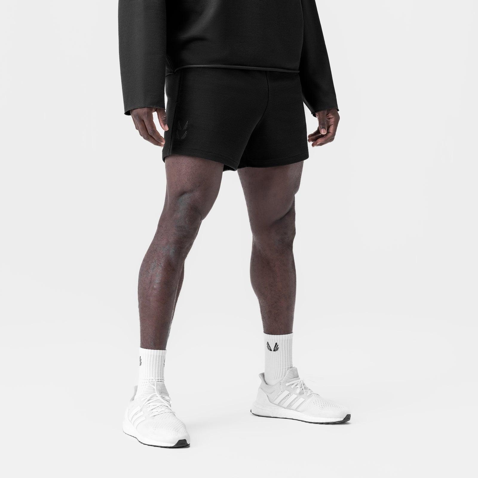 0954. Waffle Knit Sweat Short - Black Male Product Image