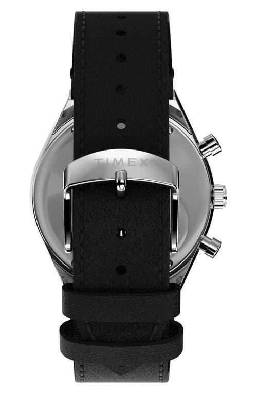 TIMEX ® Q  Chronograph Leather Strap Watch, 40mm In Black Product Image