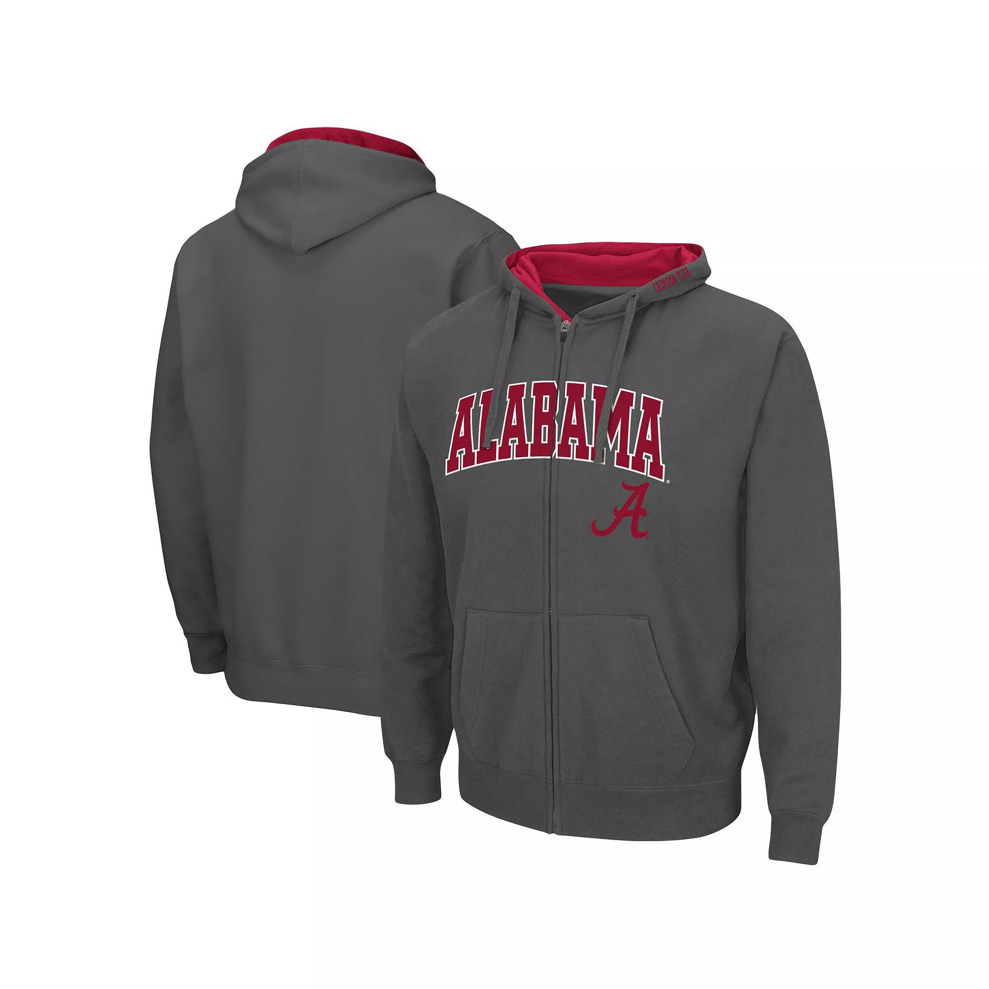 Men's Colosseum Gray Alabama Crimson Tide Arch & Logo 3.0 Full-Zip Hoodie,  Product Image