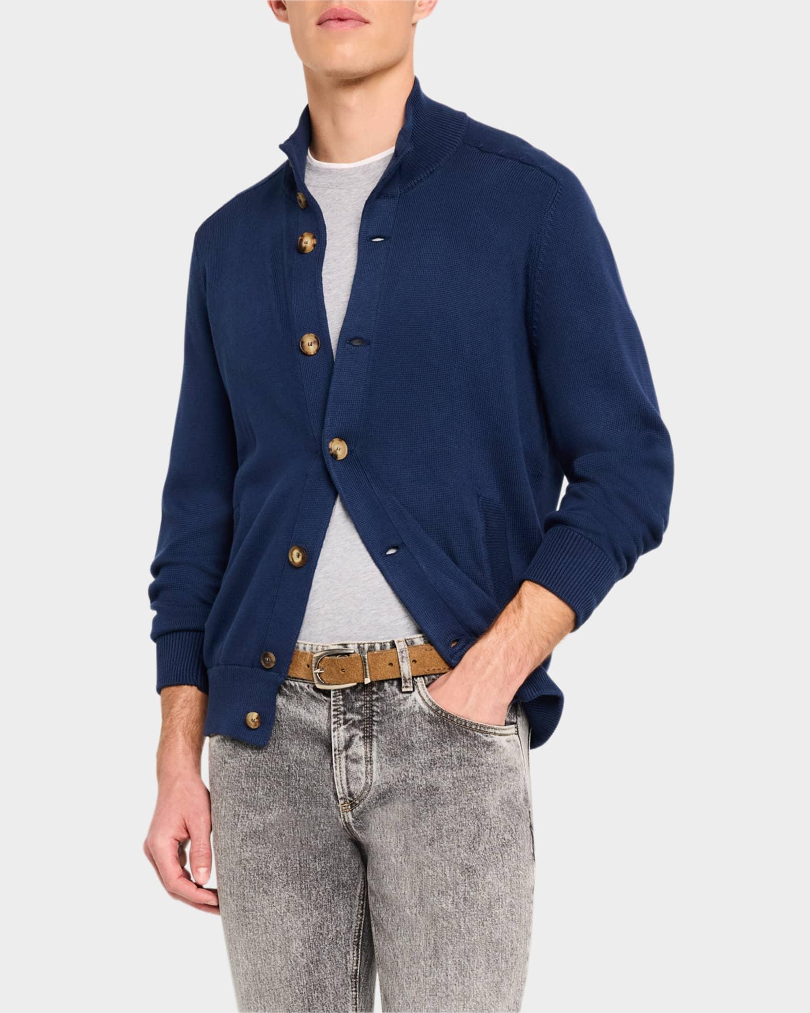 Men's Cotton Button-Front Cardigan Sweater Product Image