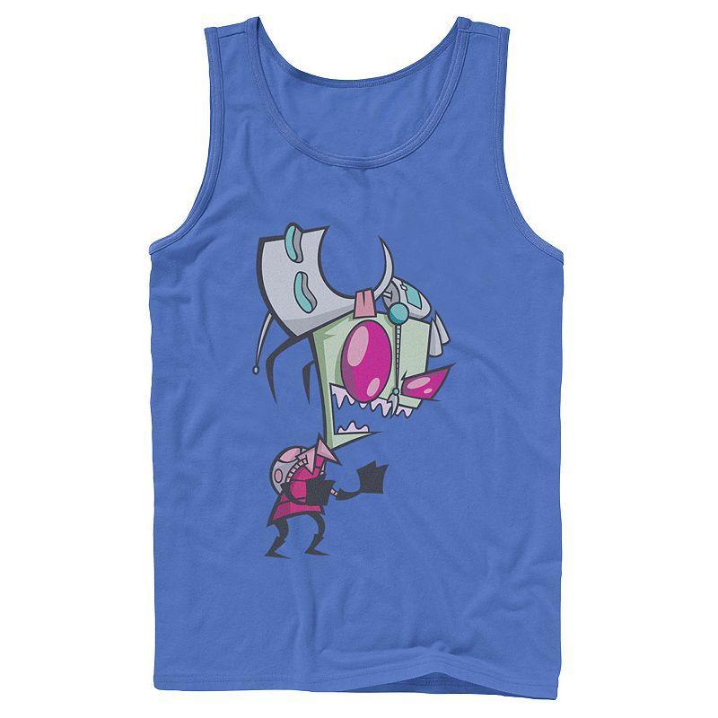 Mens Nickelodeon Invader Zim Menacing Laugh Tired Gir Portrait Graphic Graphic Tank Top Athletic Grey Product Image